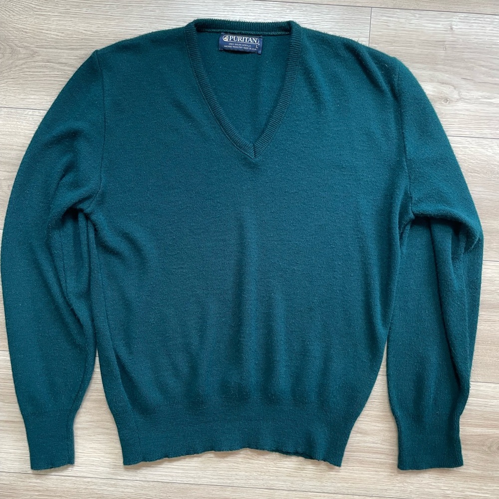 Puritan Men's Teal V-Neck Sweater